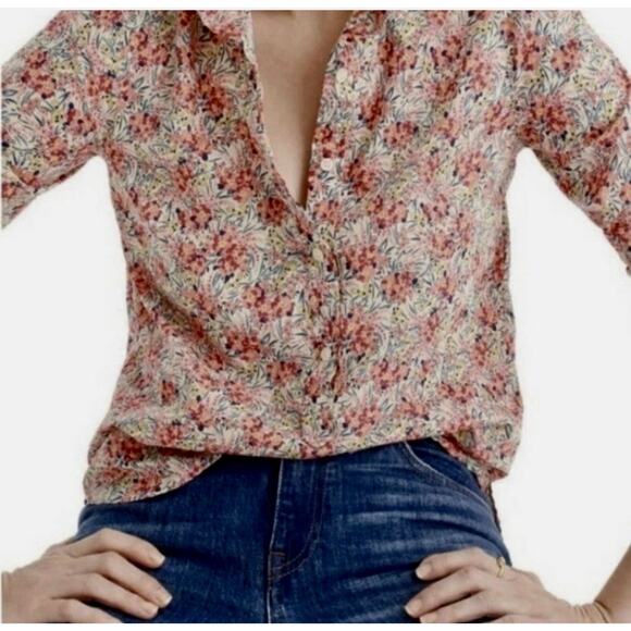 J.CREW X Liberty London Pink Swirling Petals Floral Popover Shirt Size 2 H4651 - Picture 4 of 13